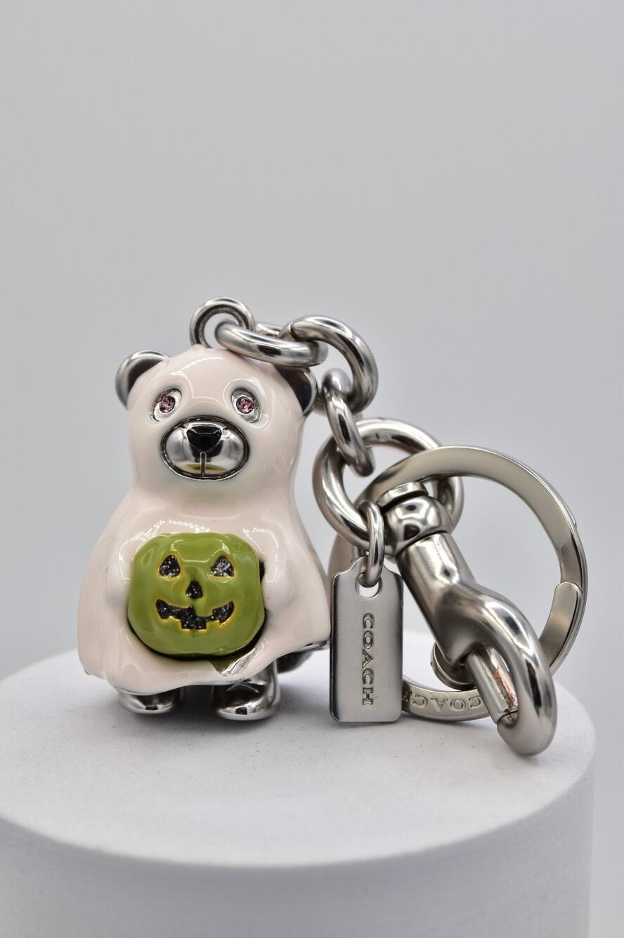 Coach CW483 Halloween Ghost Pumpkin Bag Charm Key Ring Limited Ed 2024 AS IS